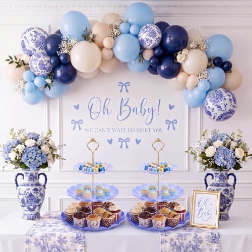 3 Pack Blue Cupcake Stands, Round 3-Tier Gradient Serving Tray, Plastic Dessert Table Display Tower for Wedding, alternate