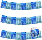 3 Pack Blue Light Blue Foil Fringe Garland 30ft Wall Tinsel Banner in Blue Light Blue
