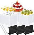 3 Pack Buffet Risers with 3 Signs and 2 Pen, White Food Risers for Buffet Table, Food Display Risers for Party