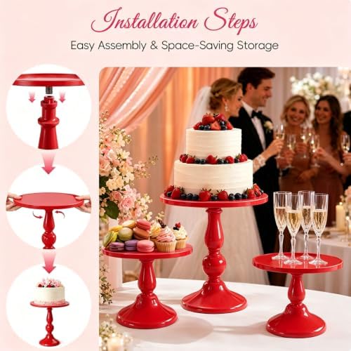 3 Pack Cake Stand Set, Metal Cupcake Stand Tiered Dessert Display Stand Serving Tray for Wedding Birthday, alternate view 5