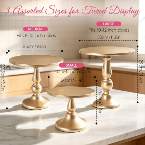 3 Pack Cake Stand Set, Metal Cupcake Stand Tiered Dessert Display Stand Serving Tray for Wedding Birthday, alternate view 2