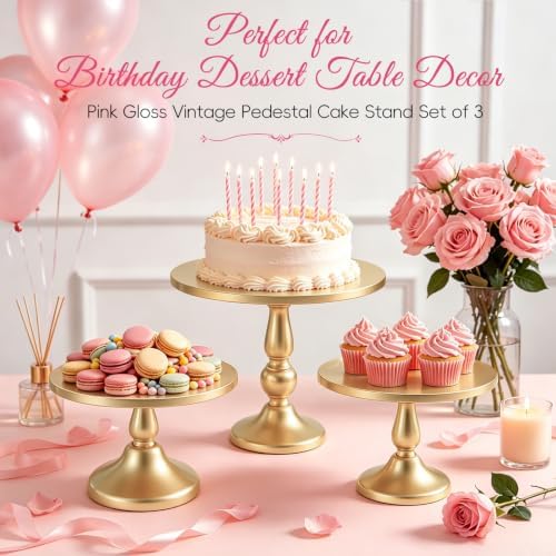 3 Pack Cake Stand Set, Metal Cupcake Stand Tiered Dessert Display Stand Serving Tray for Wedding Birthday, alternate view 3