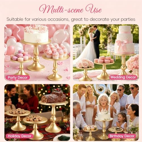 3 Pack Cake Stand Set, Metal Cupcake Stand Tiered Dessert Display Stand Serving Tray for Wedding Birthday, alternate view 6