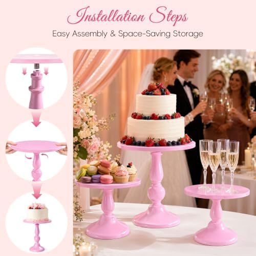3 Pack Cake Stand Set, Metal Cupcake Stand Tiered Dessert Display Stand Serving Tray for Wedding Birthday, alternate view 5