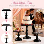 3 Pack Cake Stand Set, Metal Cupcake Stand Tiered Dessert Display Stand Serving Tray for Wedding Birthday, alternate view 5
