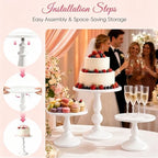 3 Pack Cake Stand Set, Metal Cupcake Stand Tiered Dessert Display Stand Serving Tray for Wedding Birthday, alternate view 5