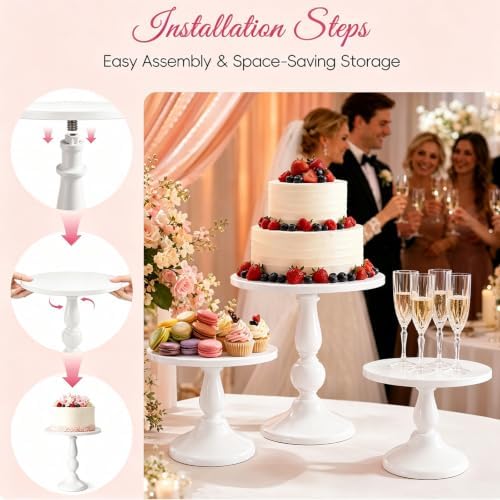 3 Pack Cake Stand Set, Metal Cupcake Stand Tiered Dessert Display Stand Serving Tray for Wedding Birthday, alternate view 5