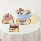 3 Pack Cake Stand Set, Round Cake Stands, Metal Dessert Cupcake Pastry Candy Display Plate for Wedding, Event, alternate view