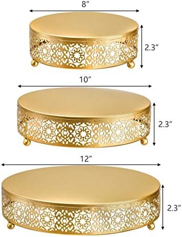 3 Pack Cake Stand Set, Round Cake Stands, Metal Dessert Cupcake Pastry Candy Display Plate for Wedding, Event, alternate view