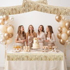 3 Pack Champagne Wavy Foil Fringe Garland 30ft Tinsel Wall Decor in Wavy Champagne Gold, alternate view 6