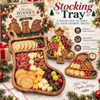3 Pack Christmas Serving Trays, Tree, Stocking & Santa Hat Shaped Platters in 3-piece Set in Natural Wood Brown, alternate