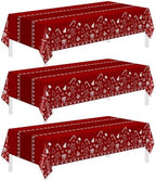 3 Pack Christmas Tablecloths Disposable, Christmas Decorations,54 x 108 Inch, Plastic Table Cloths for Rectangle