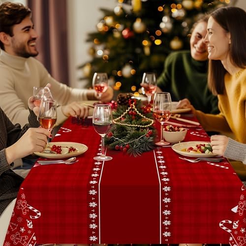 3 Pack Christmas Tablecloths Disposable, Christmas Decorations,54 x 108 Inch, Plastic Table Cloths for Rectangle, alternate