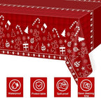 3 Pack Christmas Tablecloths Disposable, Christmas Decorations,54 x 108 Inch, Plastic Table Cloths for Rectangle, alternate