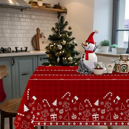 3 Pack Christmas Tablecloths Disposable, Christmas Decorations,54 x 108 Inch, Plastic Table Cloths for Rectangle, alternate