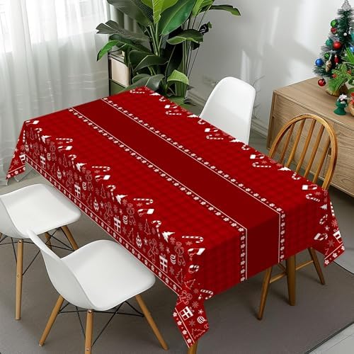 3 Pack Christmas Tablecloths Disposable, Christmas Decorations,54 x 108 Inch, Plastic Table Cloths for Rectangle, alternate