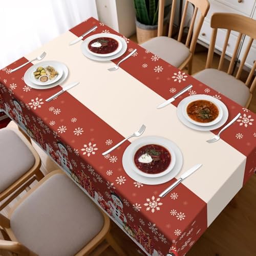 3 Pack Christmas Tablecloths, Disposable Plastic Tablecloths 54" x 108" Christmas Decorations, Xmas Snowman, alternate view 2