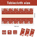 3 Pack Christmas Tablecloths, Disposable Plastic Tablecloths 54" x 108" Christmas Decorations, Xmas Snowman, alternate view 3