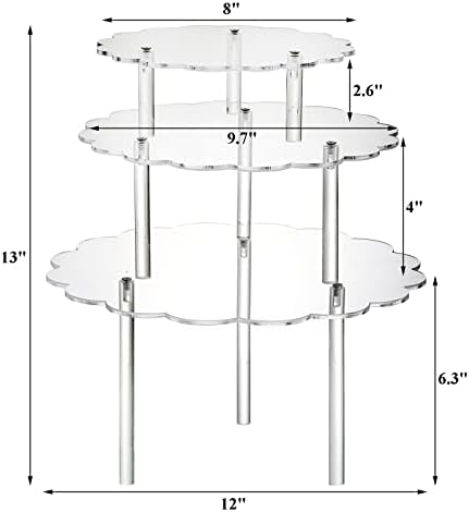 3 Pack Clear Acrylic Cake Stands, Cupcake Stand Cake Holder, Countertop Dessert Display Riser for Bakery, alternate view 3