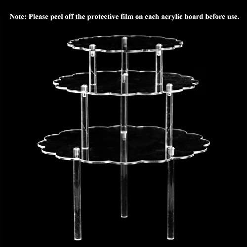 3 Pack Clear Acrylic Cake Stands, Cupcake Stand Cake Holder, Countertop Dessert Display Riser for Bakery, alternate view 6