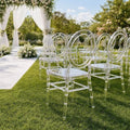 3-Pack Clear Acrylic Chiavari Ghost Chairs with Oval Open Back - Transparent Resin Stackable Armless Chairs