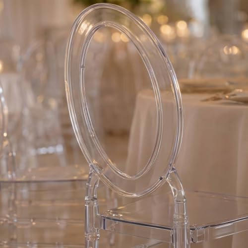 3-Pack Clear Acrylic Chiavari Ghost Chairs with Oval Open Back - Transparent Resin Stackable Armless Chairs, alternate view 2