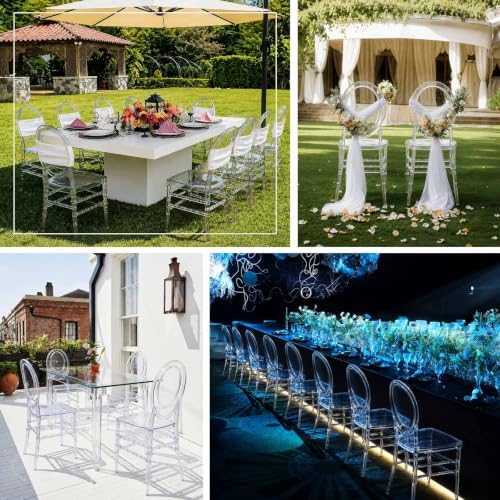 3-Pack Clear Acrylic Chiavari Ghost Chairs with Oval Open Back - Transparent Resin Stackable Armless Chairs, alternate view 4