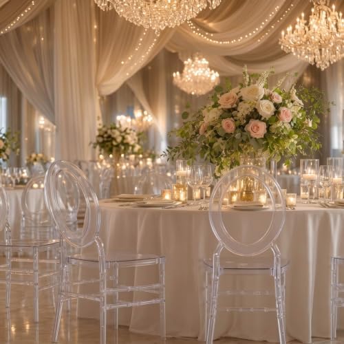 3-Pack Clear Acrylic Chiavari Ghost Chairs with Oval Open Back - Transparent Resin Stackable Armless Chairs, alternate view 5