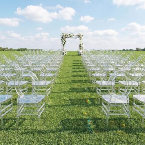 3-Pack Clear Acrylic Chiavari Ghost Chairs with Oval Open Back - Transparent Resin Stackable Armless Chairs, alternate view 7