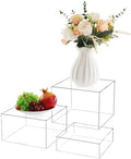3-Pack Clear Acrylic Display Risers, Nesting Cube Boxes with Hollow Bottom in Clear