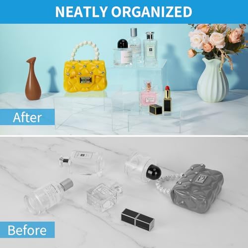 3-Pack Clear Acrylic Display Risers, Nesting Cube Boxes with Hollow Bottom in Clear, alternate view 5