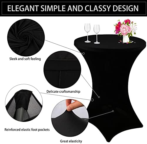 3 Pack Cocktail Spandex Tablecloth 32"x43" Cocktail Table Cover Fitted for High Top Round Table for Bar Wedding, alternate