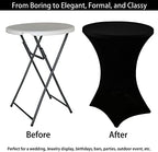 3 Pack Cocktail Spandex Tablecloth 32"x43" Cocktail Table Cover Fitted for High Top Round Table for Bar Wedding, alternate