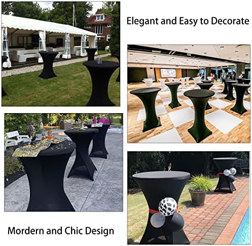 3 Pack Cocktail Spandex Tablecloth 32"x43" Cocktail Table Cover Fitted for High Top Round Table for Bar Wedding, alternate