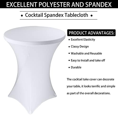 3 Pack Cocktail Spandex Tablecloth 32"x43" Cocktail Table Cover Fitted High Top Round Table for Bar Wedding, alternate view 4
