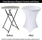 3 Pack Cocktail Spandex Tablecloth 32"x43" Cocktail Table Cover Fitted High Top Round Table for Bar Wedding, alternate view 5