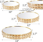 3 Pack Crystal Cake Display Stand with Mirror, 14" 12" 10" Metal Pedestal Gold Round Cake Plate Stand, Dessert, alternate