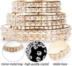 3 Pack Crystal Cake Display Stand with Mirror, 14" 12" 10" Metal Pedestal Gold Round Cake Plate Stand, Dessert, alternate