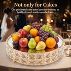 3 Pack Crystal Cake Display Stand with Mirror, 14" 12" 10" Metal Pedestal Gold Round Cake Plate Stand, Dessert, alternate