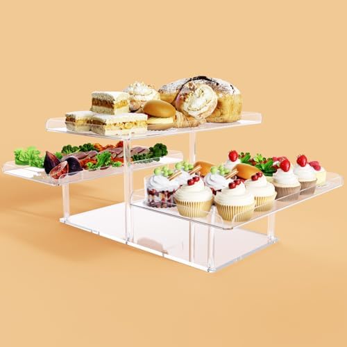 3 Pack Dessert Table Display Set, Acrylic Cupcake Buffet Dessert Risers Stands, Tier Serving Trays Holder for, alternate view