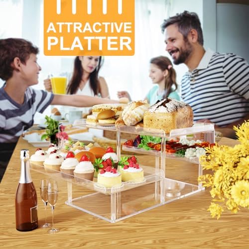 3 Pack Dessert Table Display Set, Acrylic Cupcake Buffet Dessert Risers Stands, Tier Serving Trays Holder for, alternate view
