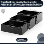 3 Pack Extra Large Acrylic Buffet Risers - 15”, 14”, 13” Black Display Stands with Hollow Bottoms, Cube Riser, alternate view