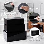 3 Pack Extra Large Acrylic Buffet Risers - 15”, 14”, 13” Black Display Stands with Hollow Bottoms, Cube Riser, alternate view