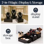 3 Pack Extra Large Acrylic Buffet Risers - 15”, 14”, 13” Black Display Stands with Hollow Bottoms, Cube Riser, alternate view