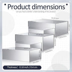 3 Pack Extra Large Acrylic Risers - 14”, 12”, 10” Silver Display Stands with Hollow Bottoms, Cube Buffet Riser, alternate