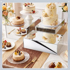 3 Pack Extra Large Acrylic Risers - 15”, 14”, 13” Silver Display Stands with Hollow Bottoms, Cube Buffet Riser, alternate