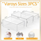 3 Pack Extra Large Acrylic Risers - Display Stands with Hollow Bottoms, Cube Buffet Riser Boxes Nesting for, alternate view 2