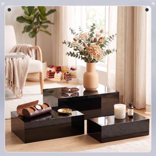 3 Pack Extra Large Black Acrylic Buffet Risers 14” 13” 12” Cubes in Black, alternate view 6