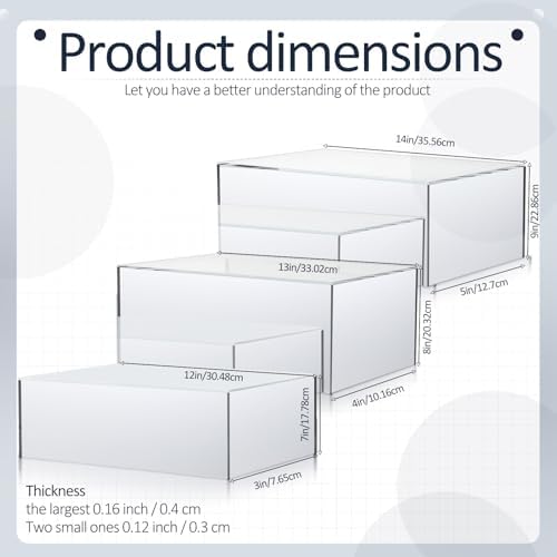3 Pack Extra Large Silver Acrylic Buffet Risers 14” 13” 12” Cubes in Silver, alternate view 2
