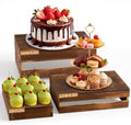 3 Pack Extra Large Wood Buffet Risers with Handle, 14 Inch in brown